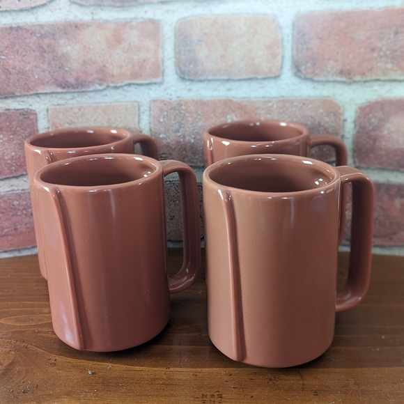 Vintage Claudia Shuride set of 4 coffee mugs terracotta color - Picture 1 of 4